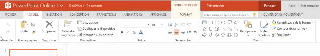Interface de PowerPoint Online