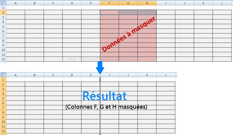 Masquer des lignes ou colonnes dans Excel