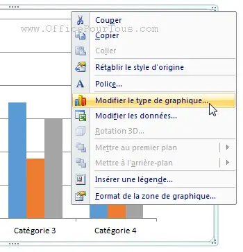 Modifier le type d'un graphique par bouton droit - Word