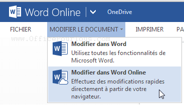 Modifier un fichier dans Office Online