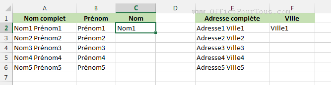 Remplissage automatique - Excel 2013