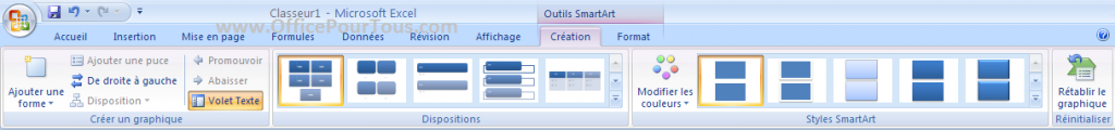 Ruban Excel 2007-2010 - Outils SmartArt