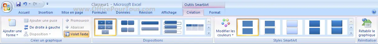 Ruban Excel - Outils SmartArt