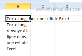 Texte long dans une cellule Excel