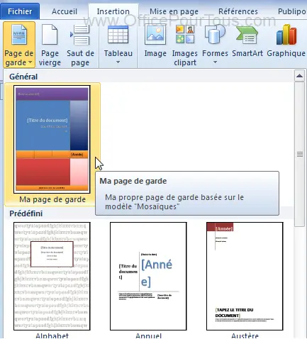 Insérer une page de garde dans un document Word – OfficePourTous