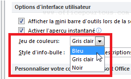 Changer la couleur d'interface de MS Office