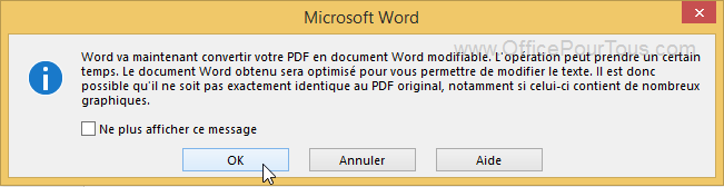 convertir pdf en word - Word 2013.