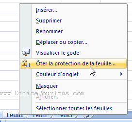 Déverrouiller une feuille Excel