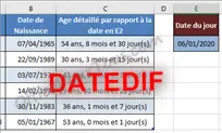Fonction DATEDIF - Excel