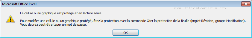 Message d'erreur Feuille Excel protégée