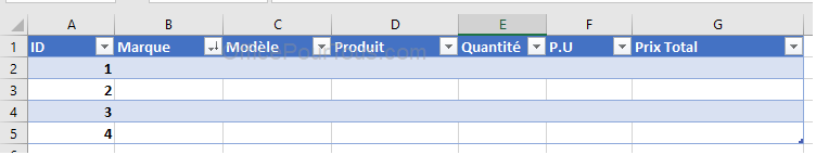 Première colonne mise en gras - Tableau Excel