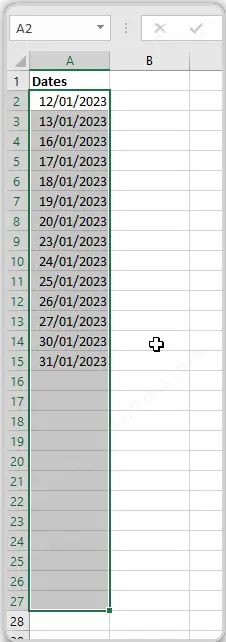 Série de dates par jour de semaine dans Excel