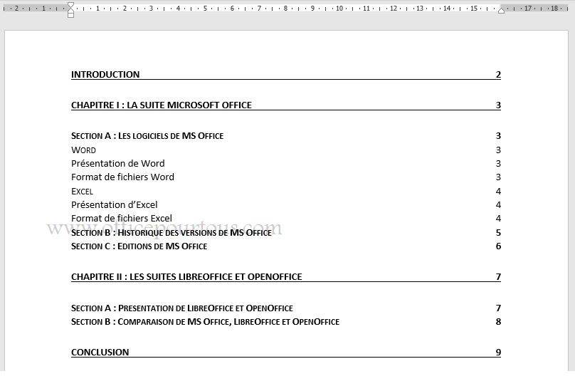 Exemple Table Des Matières Rapport De Stage  Le Meilleur Exemple