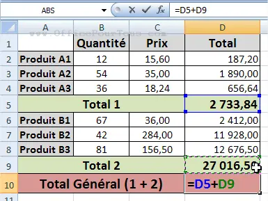 Somme Excel De Cellules Non Adjacentes Et Autres Formules De Calcul