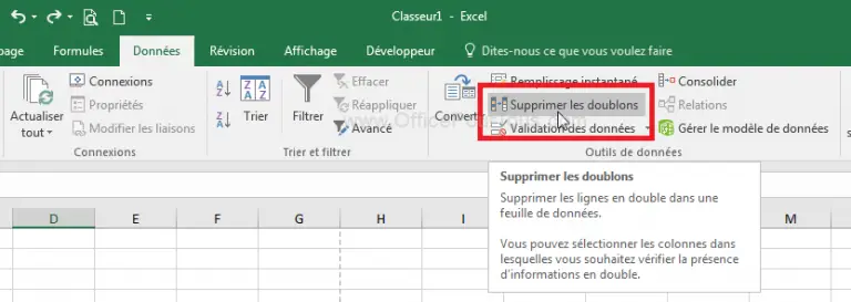 comment supprimer doublon colonne excel