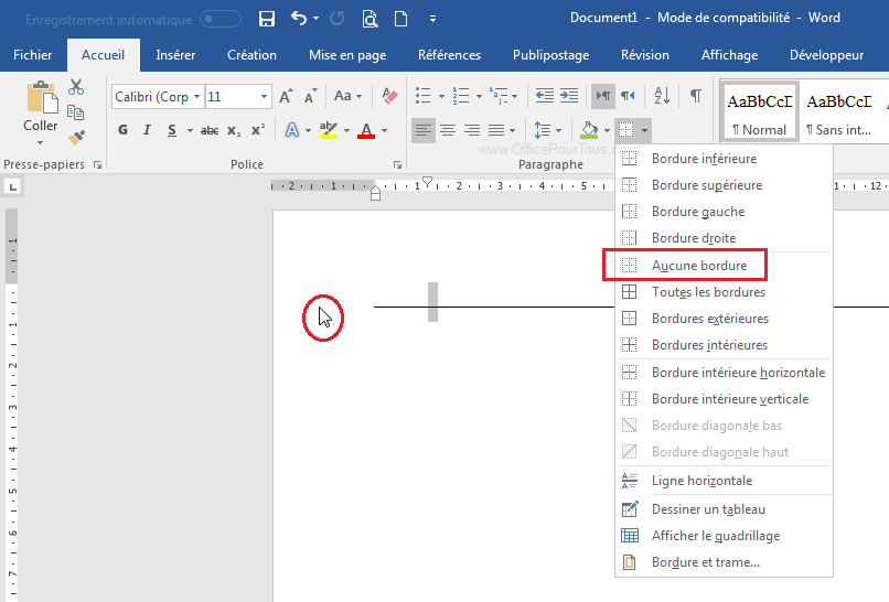 Word Supprimer Une Ligne Automatique Ajoutee Par Suite De Caracteres