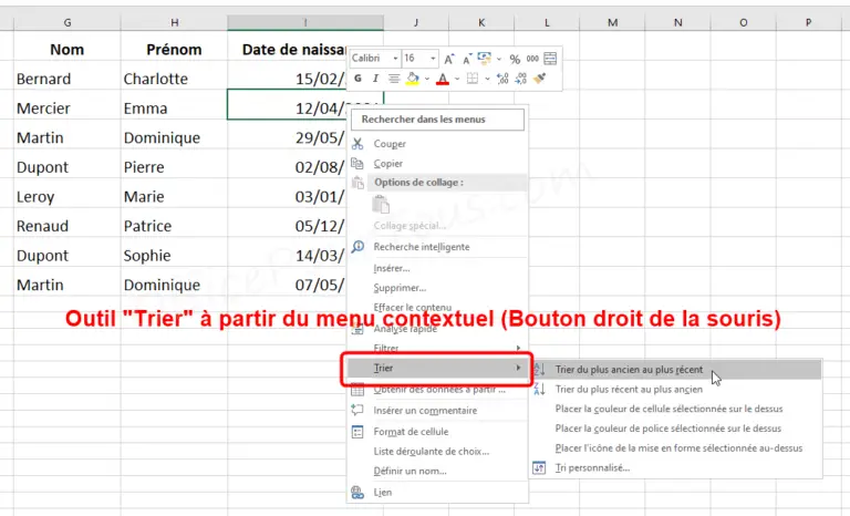 Tri dans Excel : texte, nombres, dates, par couleur ou icône
