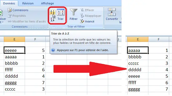 Trier une colonne dans Excel 2007, 2010 et 2013